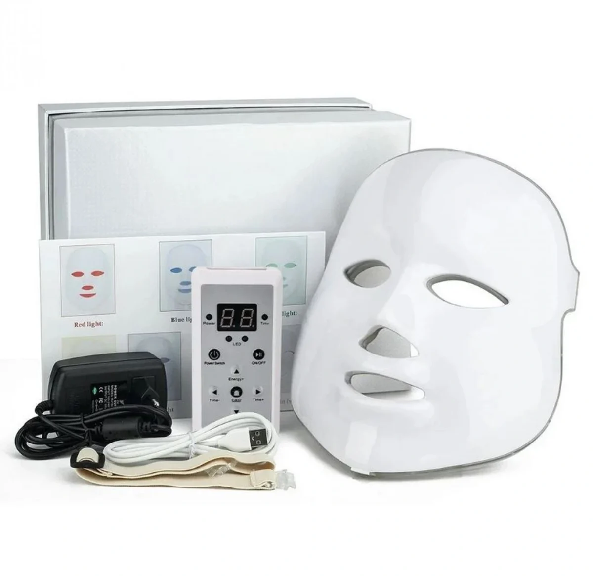 LED Μάσκα Φωτοθεραπείας Προσώπου-Λαιμού με 7 Χρώματα - Colorfull Led Beauty Mask