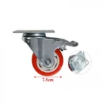 Περιστρεφόμενη Βιδωτή Βιομηχανική Ρόδα Βαρέως Τύπου 75mm με Στόπ και Αντοχή 100Kg