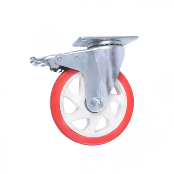 Περιστρεφόμενη Βιδωτή Βιομηχανική Ρόδα Βαρέως Τύπου 125mm με Στόπ και Αντοχή 130Kg