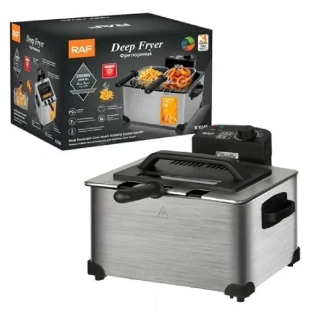 Φριτέζα Λαδιού με Διπλό Αποσπώμενο Κάδο 5lt RAF R.5249 – Ασημί
