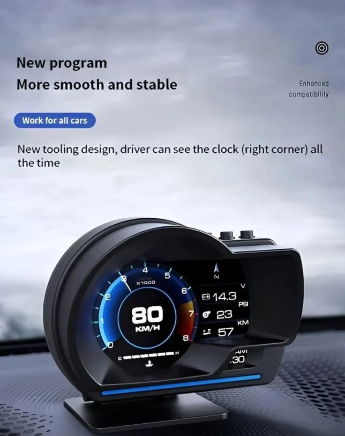 Ψηφιακή TFT Οθόνη Ενδείξεων Αυτοκινήτου OBD2 HUD Ταχύμετρο, Στροφόμετρο, Πίεσης Ελαστικών, Κατανάλωση Καυσίμου - HUD Head Up Display