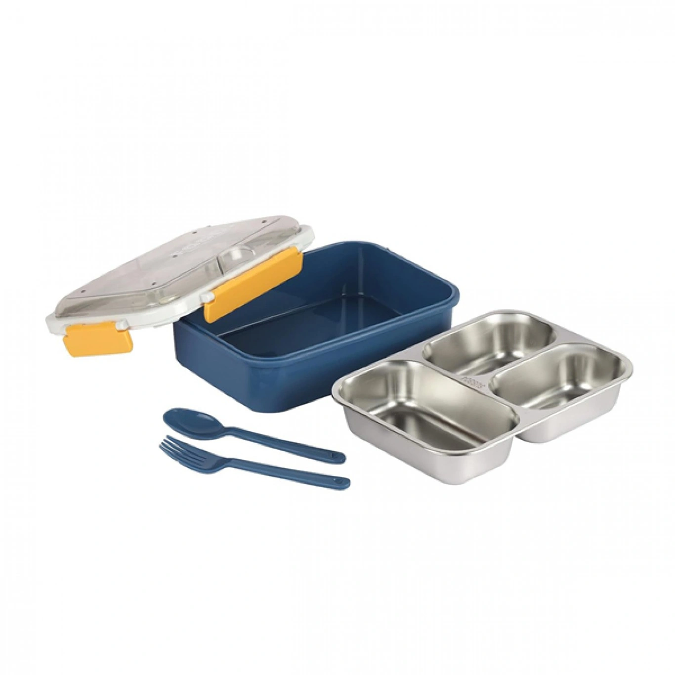 Σετ Φαγητοδοχείο με Πιρούνι - Κουτάλι και Aποσπώμενο Eσωτερικό INOX 3 Θέσεων Σετ Φαγητοδοχείο με Πιρούνι - Κουτάλι και Aποσπώμενο Eσωτερικό INOX 3 Θέσεων