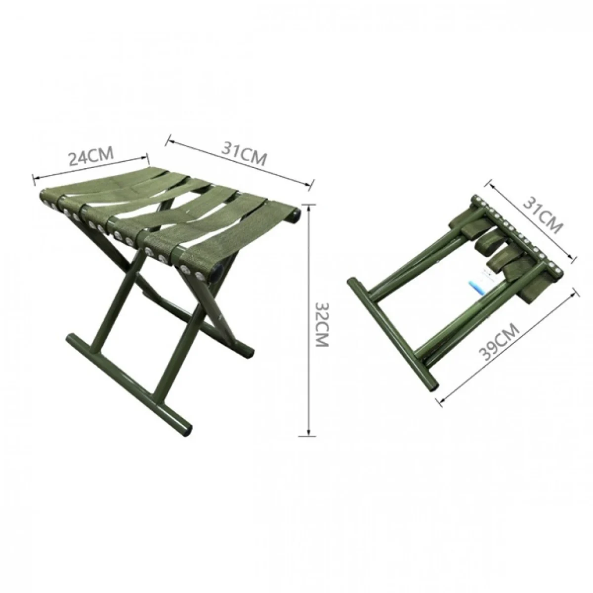 Αναδιπλούμενο Σκαμπό Ψαρέματος - Κυνηγίου Χακί 31x24x32εκ - Outdoor Portable Folding Fishing Chair