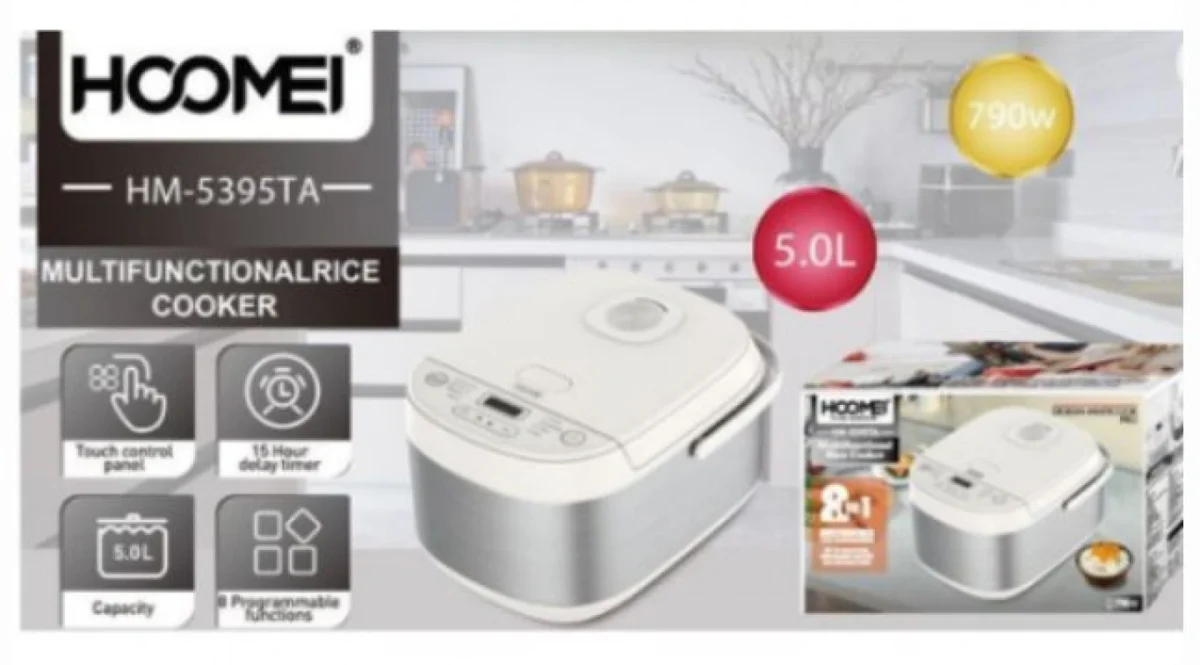 Αντικολλητικός Βραστήρας Ρυζιού με Οθόνη Αφής LED, Χρονοδιακόπτη, Διατήρηση Θερμοκρασίας και Χωρητικότητα 5L 790W - Rice Cooker - HOOMEI