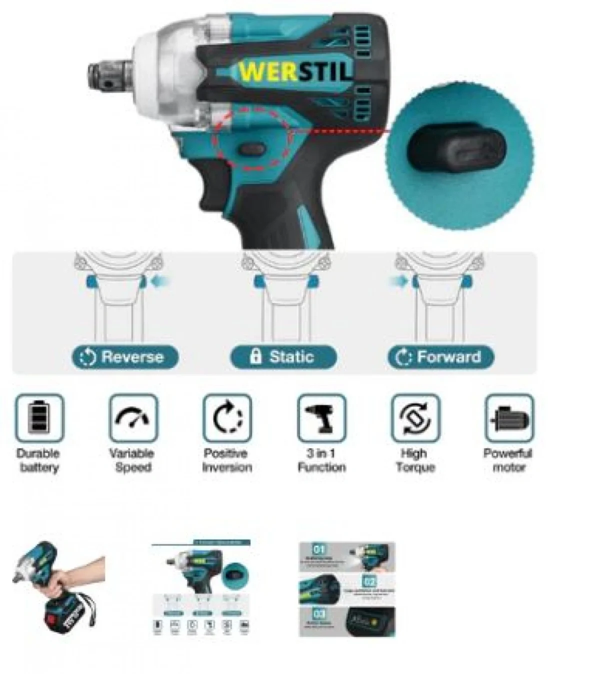 Επαναφορτιζόμενο Μπουλονόκλειδο 5AH 550 N/M - 2 Μπαταρίες