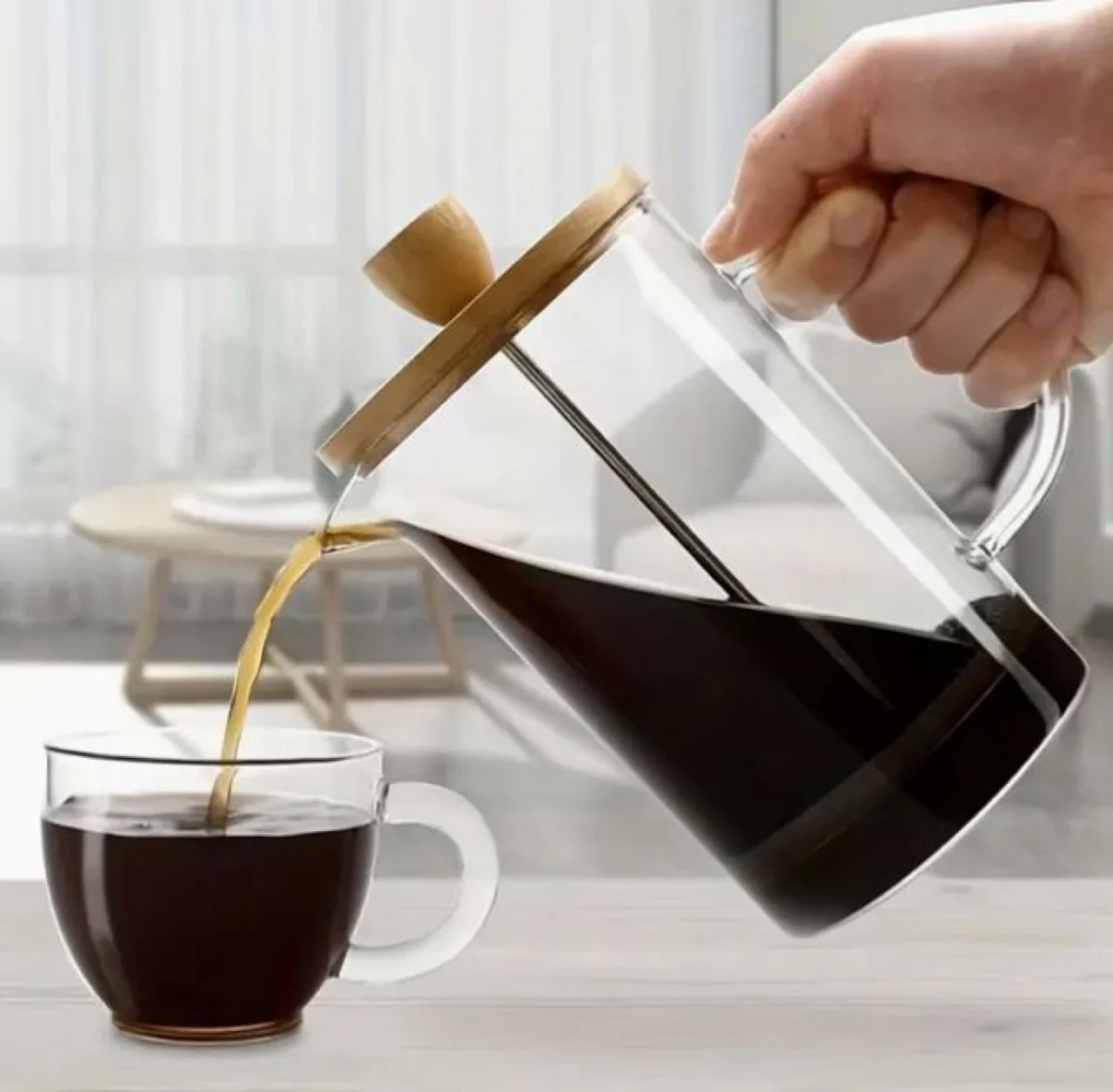 Καφετιέρα Πρέσσα για Γαλλικό Καφέ με Ξύλινο Καπάκι 600ml