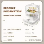 Ηλεκτρικός Ατμομάγειρας 3 Επιπέδων Μαγειρέματος 1200W 1200ml DSP KA5015