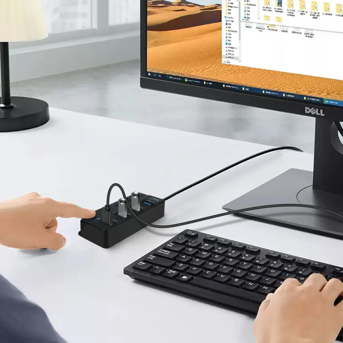 HQ-4-PORT Αντάπτορας-USB HUB Γρήγορης Φόρτισης & Μεταφοράς Δεδομένων έως 5Gbps με 4 Θύρες USB 3.0 LED Φωτισμό Λειτουργίας & Διακόπτες On/ Off