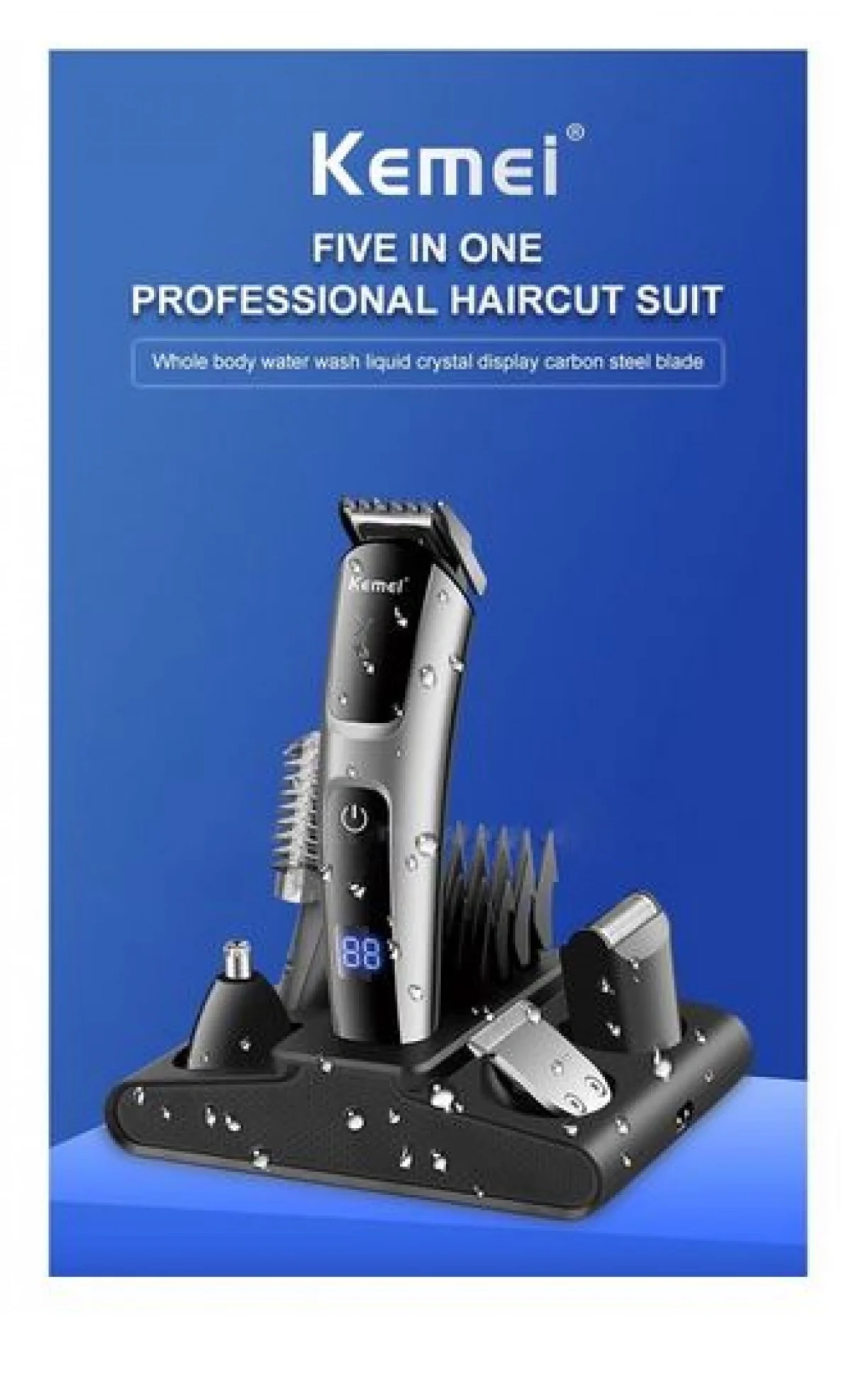 Eπαναφορτιζόμενη USB Κουρευτική Μηχανή - Blue Groom - Kemei ΚΜ-1218