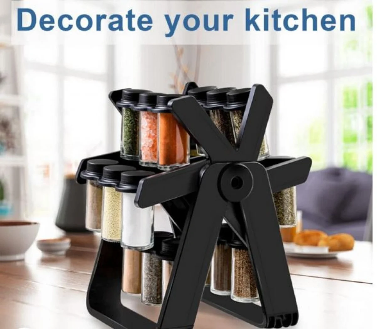 Σετ 6 Δοχεία Μπαχαρικών με Περιστρεφόμενη Βάση OT-108
