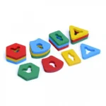 Επιτραπέζιο Εκπαιδευτικό Ξύλινο Παιχνίδι με Γεωμετρικά Σχήματα και Χρώματα