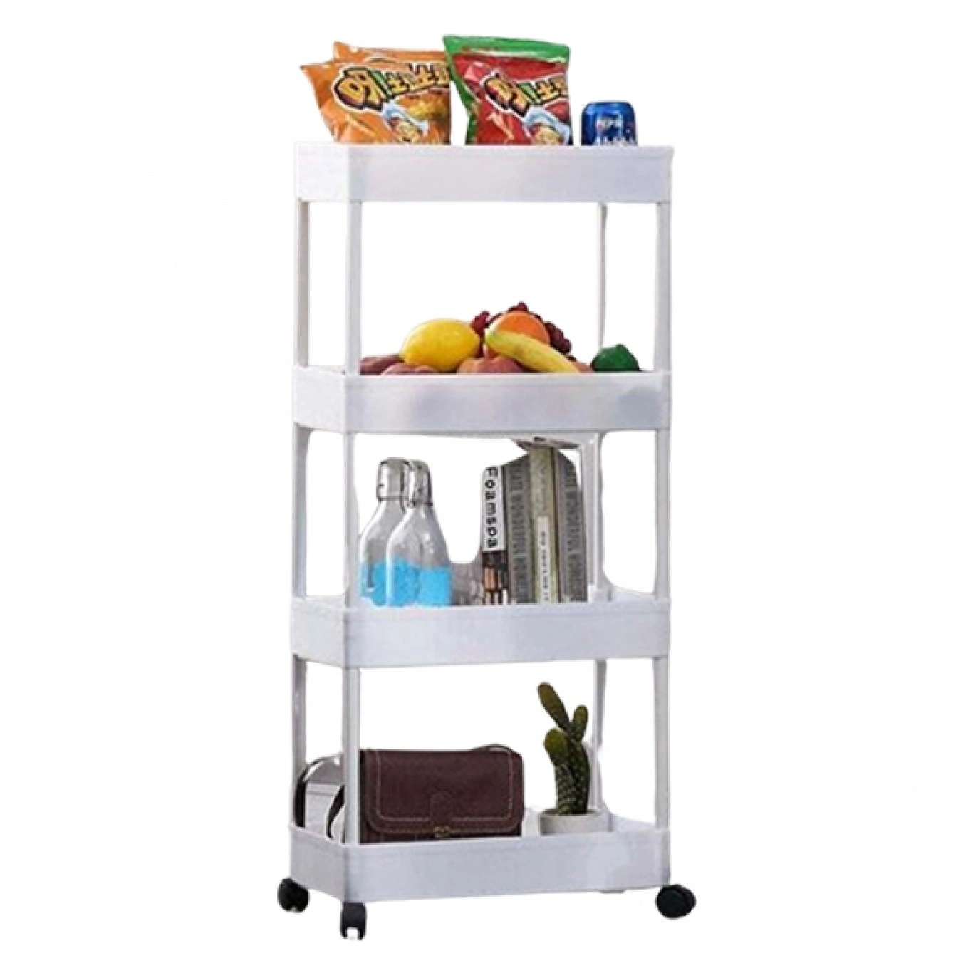 Τροχήλατη Ραφιέρα - Καρότσι Τεσσάρων Επιπέδων με 4 Καλάθια & Ροδάκια - Τρόλεϊ Οργάνωσης, Διακόσμησης 80x40x12.5cm - Λευκό Τροχήλατη Ραφιέρα - Καρότσι Τεσσάρων Επιπέδων με 4 Καλάθια & Ροδάκια - Τρόλεϊ Οργάνωσης, Διακόσμησης 80x40x12.5cm - Λευκό
