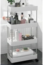 Τροχήλατη Ραφιέρα - Καρότσι Τεσσάρων Επιπέδων με 4 Καλάθια & Ροδάκια - Τρόλεϊ Οργάνωσης, Διακόσμησης 80x40x12.5cm - Λευκό