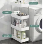 Τροχήλατη Ραφιέρα - Καρότσι Τεσσάρων Επιπέδων με 4 Καλάθια & Ροδάκια - Τρόλεϊ Οργάνωσης, Διακόσμησης 80x40x12.5cm - Λευκό