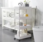 Τροχήλατη Ραφιέρα - Καρότσι Τεσσάρων Επιπέδων με 4 Καλάθια & Ροδάκια - Τρόλεϊ Οργάνωσης, Διακόσμησης 80x40x12.5cm - Λευκό