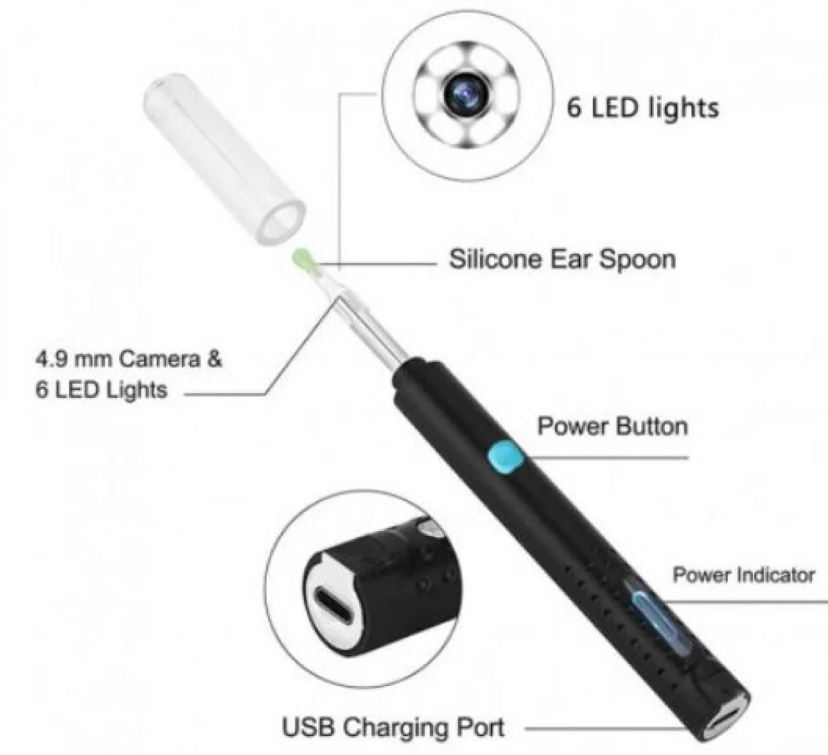 Ενδοσκοπική Πολυλειτουργική Κάμερα μικροσκόπιο για Καθαρισμό Αυτιών