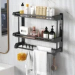 Ανοξείδωτη Κρεμάστρα Μπάνιου-Κουζίνας με 2 ράφια Αποθήκευσης 50x38x15cm