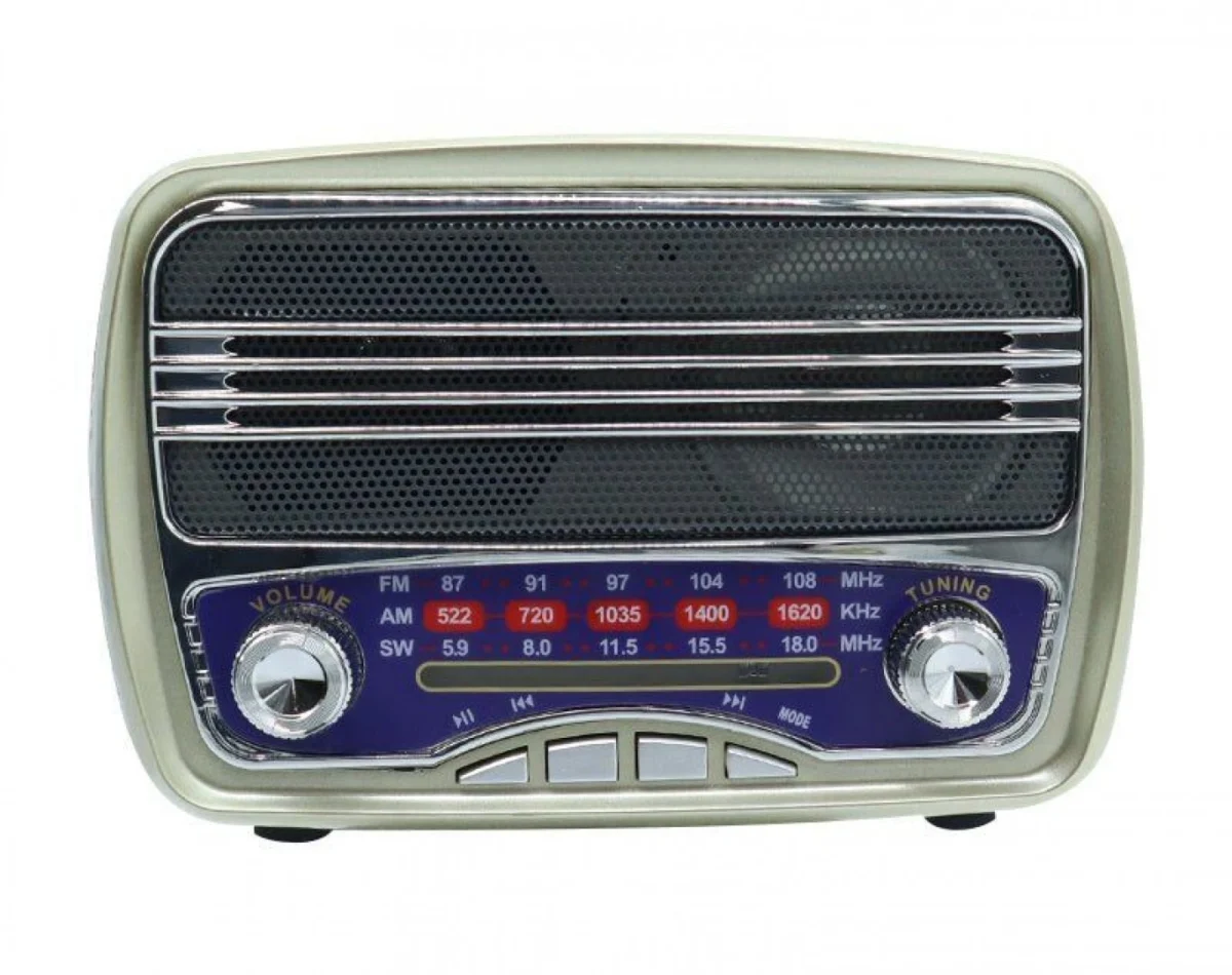 Retro Επιτραπέζιο Επαναφορτιζόμενο Ραδιόφωνο με Bluetooth και USB Ασημί – MK-139