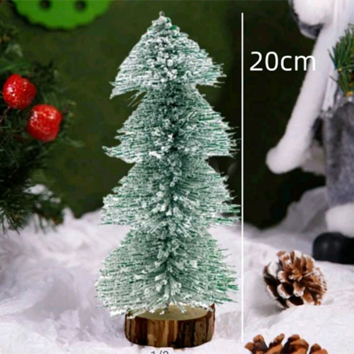 Χριστουγεννιάτικο Δέντρο 20cm Χιονισμένο με Ξύλινη Βάση