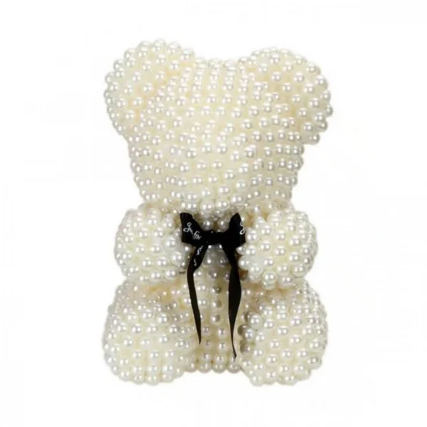 Εντυπωσιακό Λευκό Αρκουδάκι Δώρου με Πέρλες 25εκ