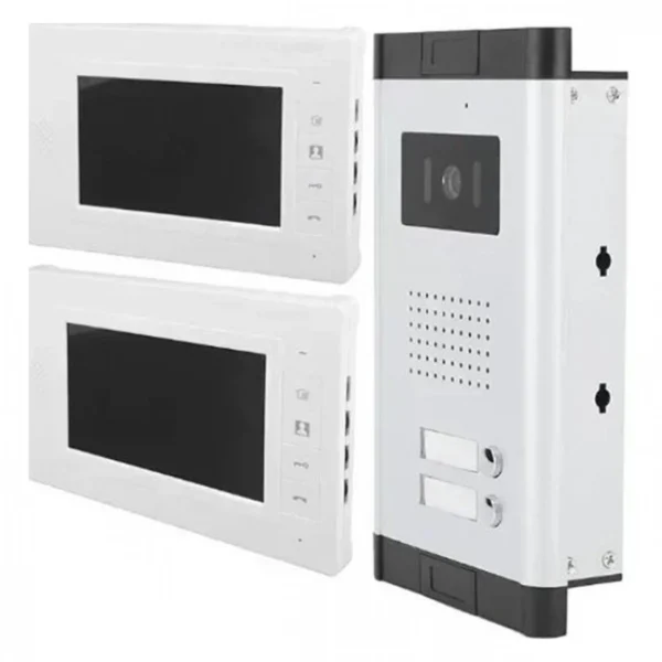 Κιτ Θυροτηλέφωνου με 2 Εγχρωμες Θυροτηλεοράσεις LCD 7” και 1 Κουδούνι με Υπέρυθρη Κάμερα