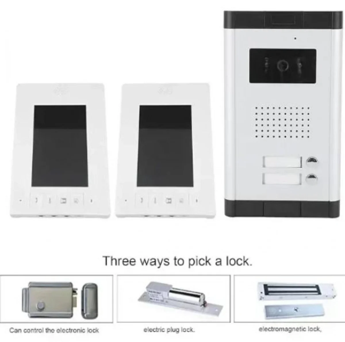 Κιτ Θυροτηλέφωνου με 2 Εγχρωμες Θυροτηλεοράσεις LCD 7” και 1 Κουδούνι με Υπέρυθρη Κάμερα