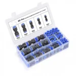 Σετ Πνευματικών Ευθύγραμμων Συνδετήρων Ωθησης 5 Μεγέθη 60τμχ σε Κασετίνα