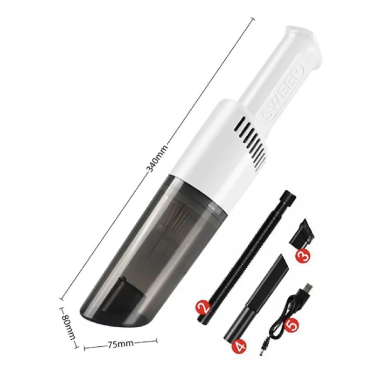 XM16 USB Επαναφορτιζόμενο Φορητό Μίνι Ηλεκτρικό Σκουπάκι 120W