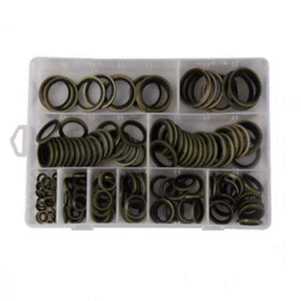 Μεταλλικές Ροδέλες Στεγανοποίησης με Εσωτερικό Καουτσούκ O-Ring 10 Μεγέθη 180τμχ σε Κασετίνα