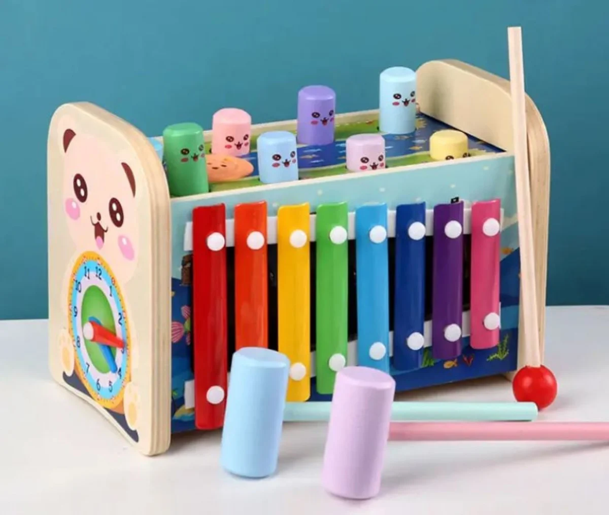 7 σε 1 Ξύλινο Διαδραστικό Παιδικό Παιχνίδι