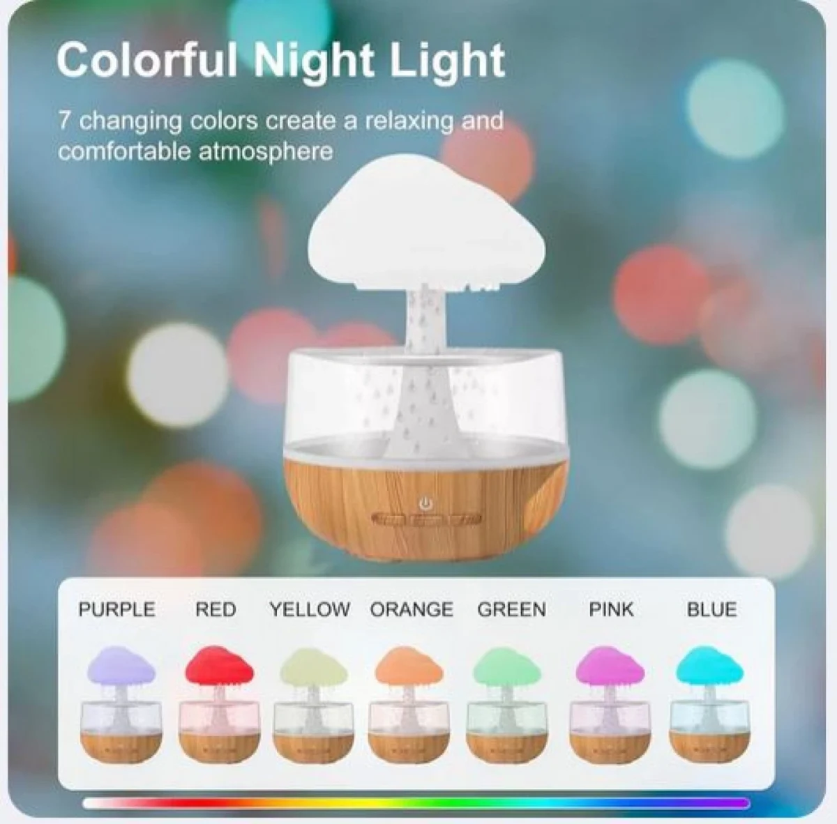 Led Συσκευή Αρωματοθεραπείας - Υγραντήρας Cloud Rain 300ml