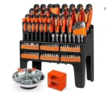 Σετ 100 Μαγνητικών Κατσαβιδιών από Ανοξείδωτο Χάλυβα με Ραφιέρα - Βάση