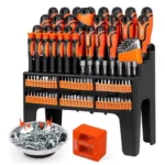 Σετ 100 Μαγνητικών Κατσαβιδιών από Ανοξείδωτο Χάλυβα με Ραφιέρα - Βάση