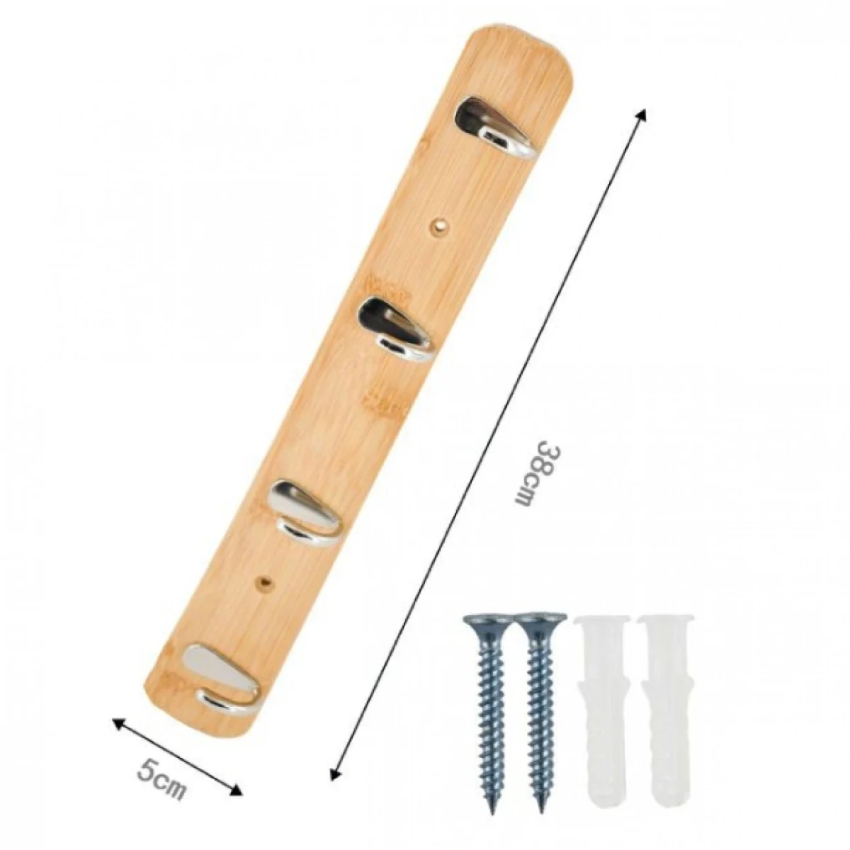 Ξύλινη Κρεμάστρα Τοίχου 4 Θέσεων 38X5cm