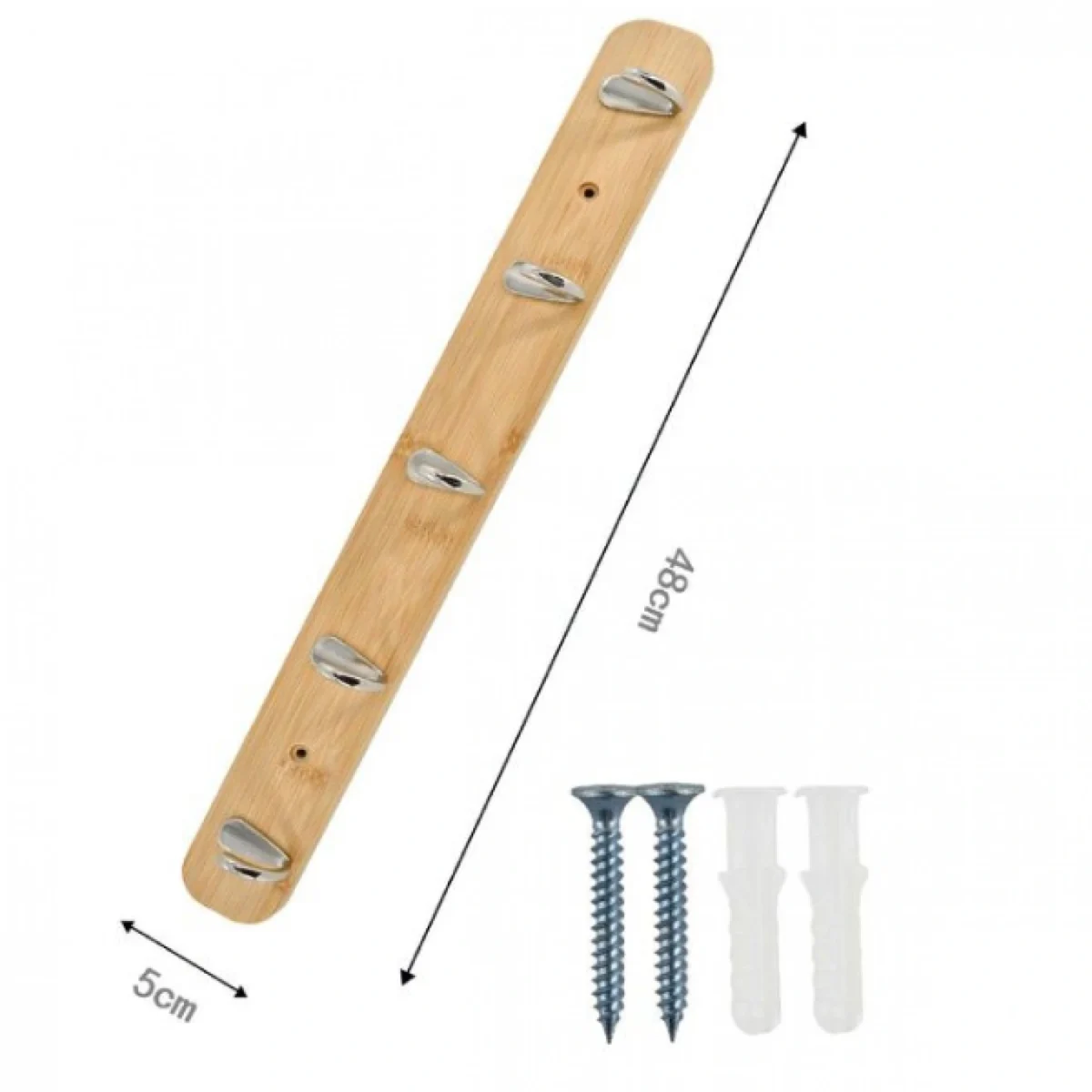 Ξύλινη Κρεμάστρα Τοίχου 5 Θέσεων 48X5cm