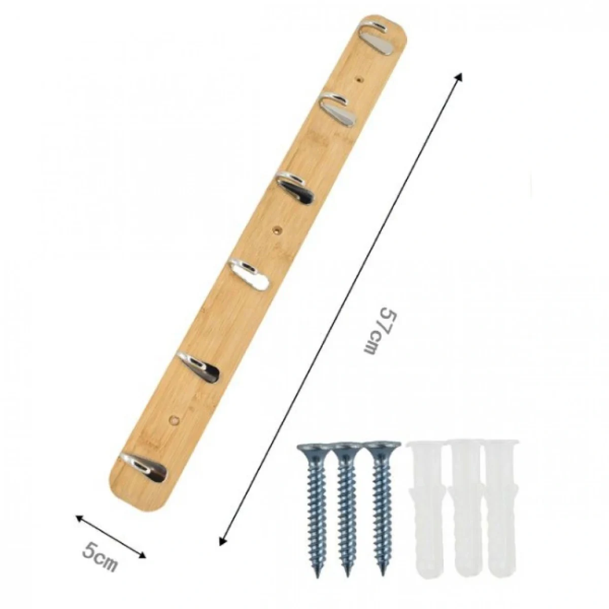 Ξύλινη Κρεμάστρα Τοίχου 6 Θέσεων 57X5cm