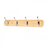 Ξύλινη Κρεμάστρα Τοίχου 4 Θέσεων με Διπλά Γατζάκια 38X5cm