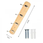 Ξύλινη Κρεμάστρα Τοίχου 4 Θέσεων με Διπλά Γατζάκια 38X5cm