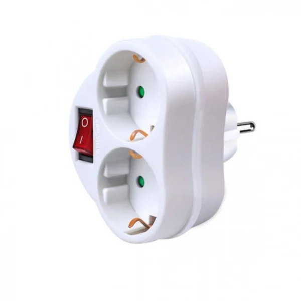 Πολύπριζο Λευκό με 2 Σούκο με Διακόπτη On/Off 250V/3680W με Παιδική Προστασία