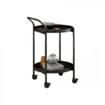 Στρογγυλό Βοηθητικό Τραπεζάκι Sentosa Μεταλλικό με Ρόδες Μαύρο Μ40xΠ40xΥ80εκ.