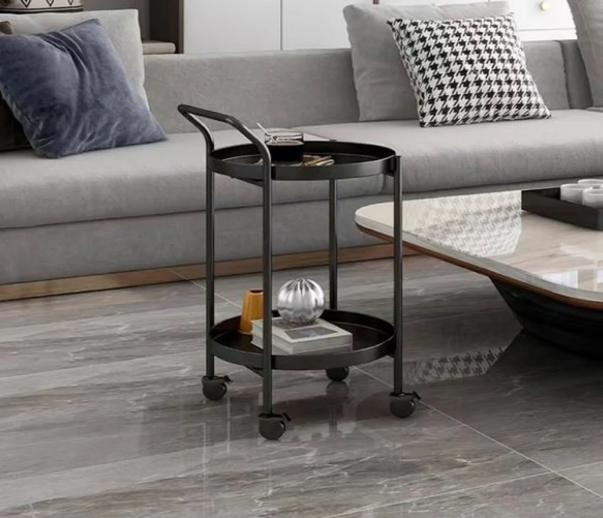 Στρογγυλο Βοηθητικο Τραπεζάκι- Τρόλλευ SOHO με Ροδες 56x47.5cm