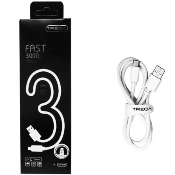 Καλώδιο Γρήγορης Φόρτισης και Μεταφοράς Δεδομένων 3m USB 3.0 σε Type-c Treqa CA-8083 Λευκό