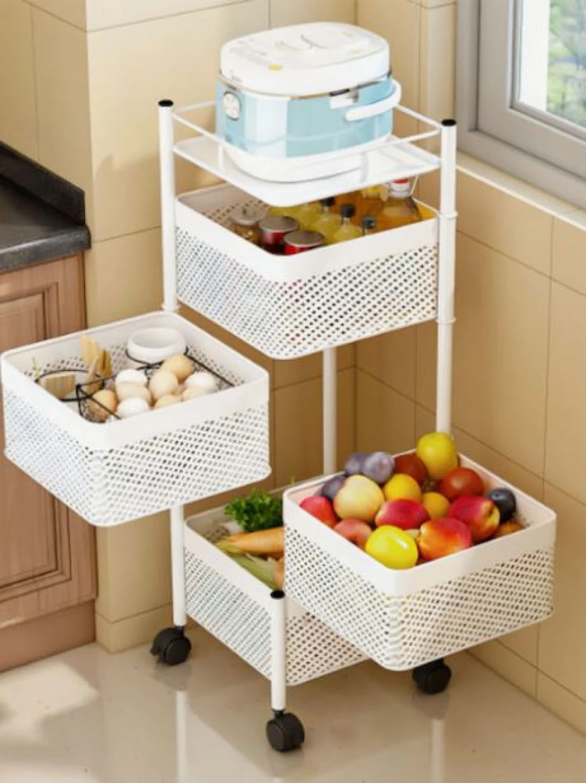 Τρόλεϊ Κουζίνας Μεταλλικό 3 Θέσεων 28x14x65cm Μαύρο Next