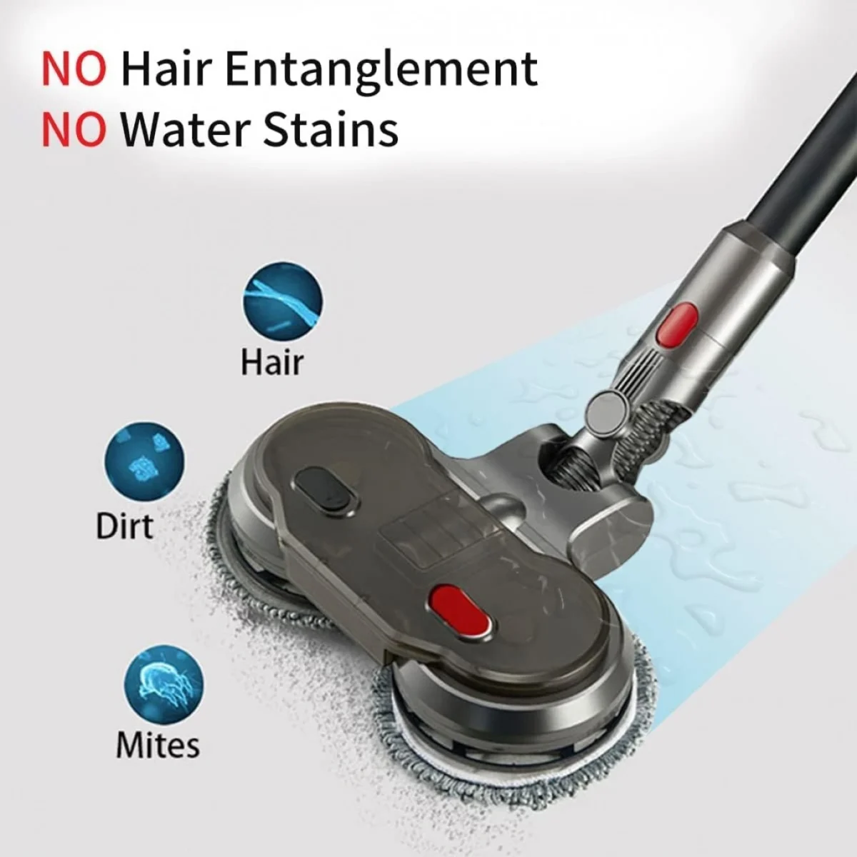 Εξάρτημα Σφουγγαρίστρας για Ηλεκτρική Σκούπα Dyson V7 V8 V10 V11 με 2 Περιστρεφόμενες Κεφαλές και 4 Πανάκια