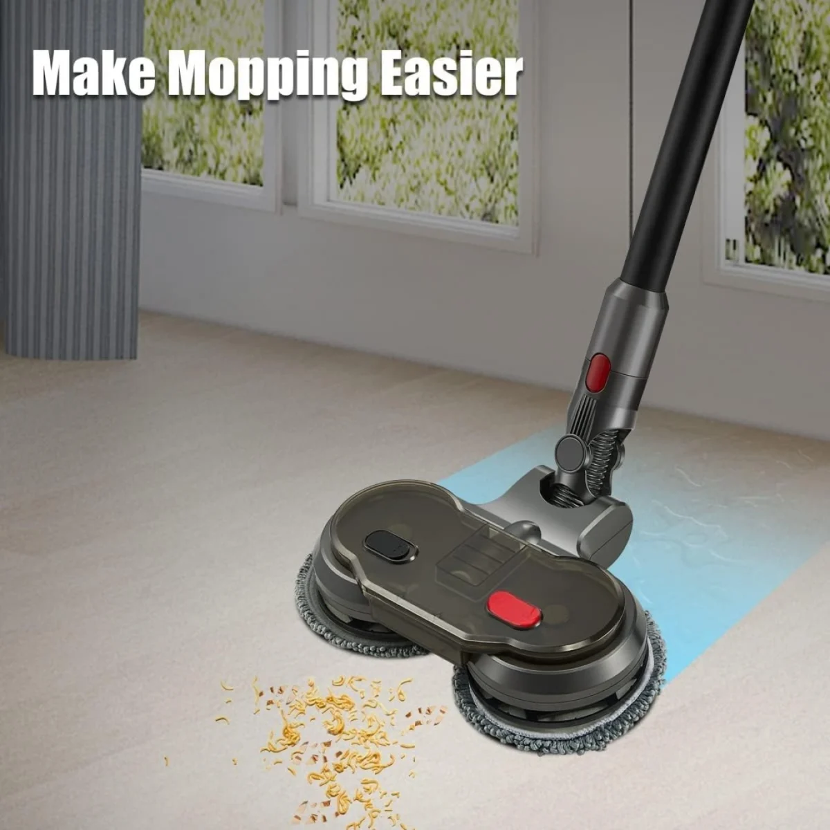 Εξάρτημα Σφουγγαρίστρας για Ηλεκτρική Σκούπα Dyson V7 V8 V10 V11 με 2 Περιστρεφόμενες Κεφαλές και 4 Πανάκια