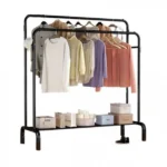 Διπλή Μεταλική Κρεμάστρα Δαπέδου Παπουτσοθήκη 150x110x57cm Μαύρη