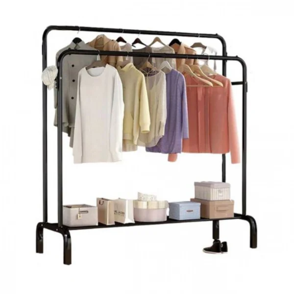 Διπλή Μεταλική Κρεμάστρα Δαπέδου Παπουτσοθήκη 150x110x57cm Μαύρη