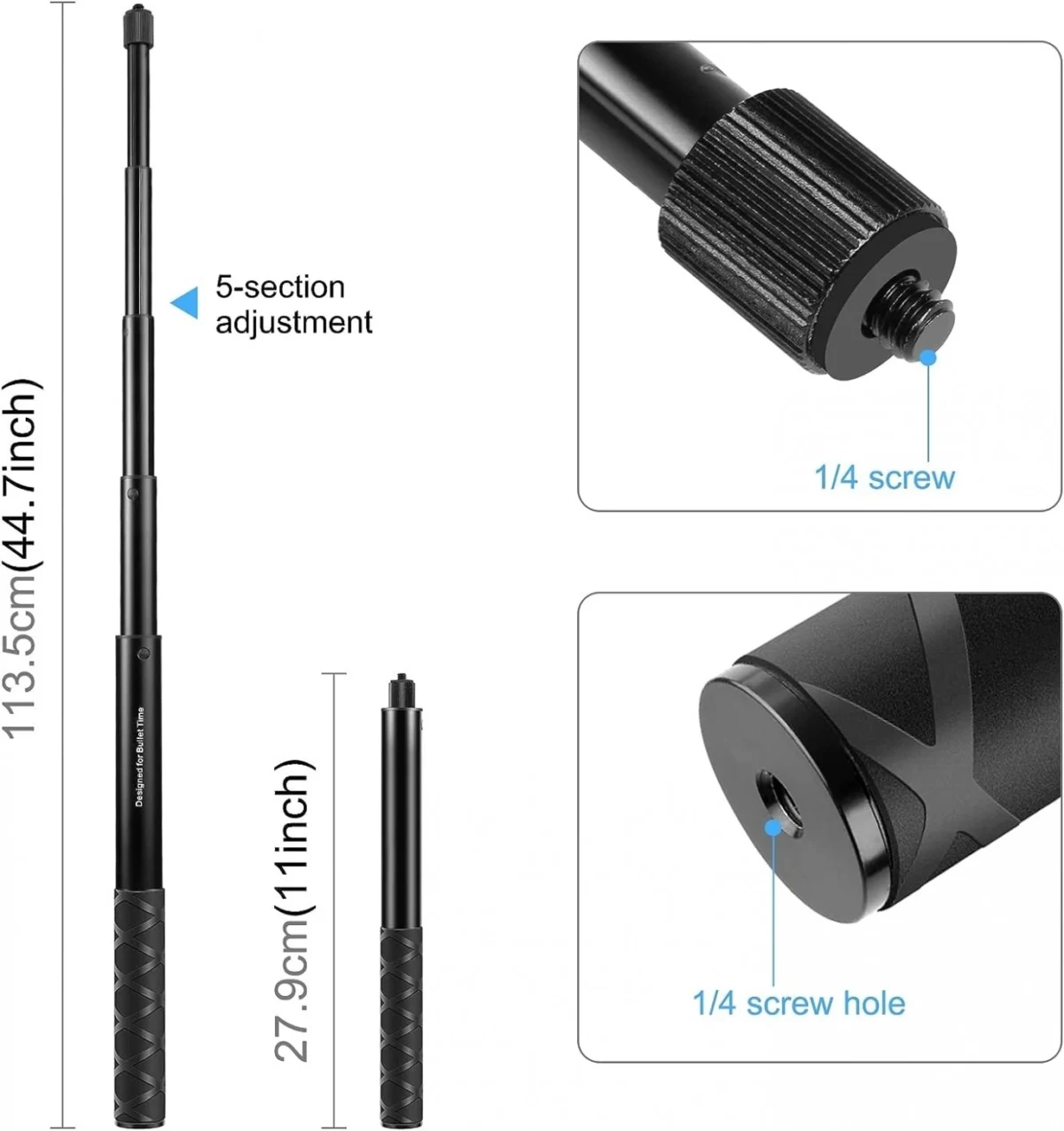 Puluz Πτυσσόμενο Κοντάρι - Βραχίονας 28-113cm Επέκτασης Μοτοσυκλέτας / Μηχανής για Κάμερες, GoPro, Κάμερα Selfie Insta 360