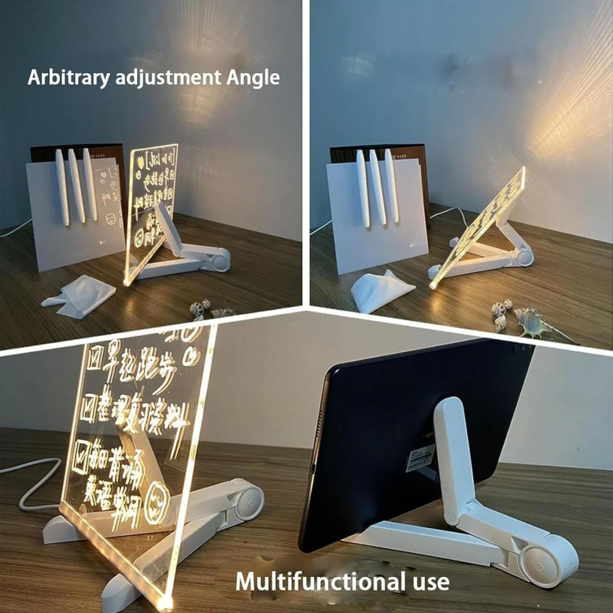 Επιτραπέζιος Φωτιζόμενος Ακρυλικός Πίνακας Σημειώσεων USB με Πλαστική Βάση 20x20cm