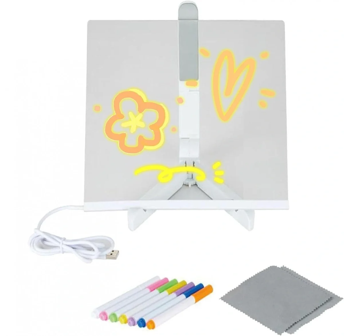 Επιτραπέζιος Φωτιζόμενος Ακρυλικός Πίνακας Σημειώσεων USB με Πλαστική Βάση 20x20cm